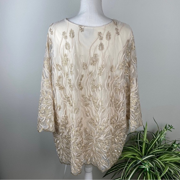 Plus Size 3X Embroidered 3/4 Sleeves Blair NWOT Beige Cream Color - Picture 11 of 12